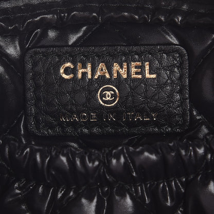 Chanel Grained Calfskin Quilted Small Curvy Pouch Cosmetic Case Black 6 of 7
