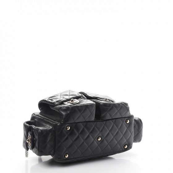 Chanel Calfskin Quilted Small Cambon Multipocket Reporter Black White 4 of 11