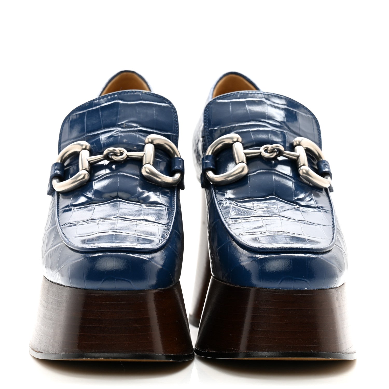 Gucci Croco Calf Lux Granada Kid Horsebit Platform Loafers 36 Royale 2 of 13