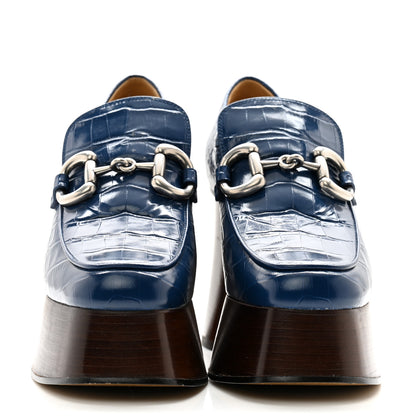 Gucci Croco Calf Lux Granada Kid Horsebit Platform Loafers 36 Royale 2 of 13