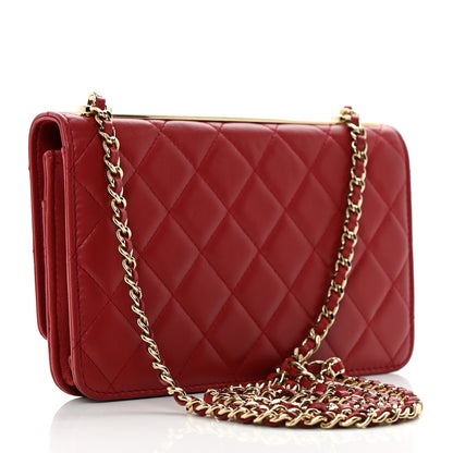 Chanel Lambskin Quilted Trendy CC Wallet On Chain WOC Red 2 of 13