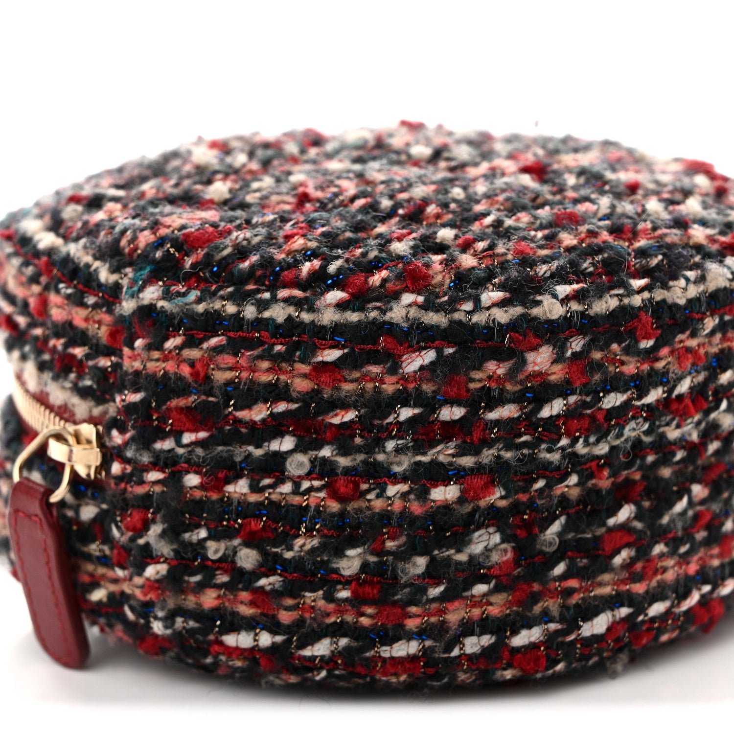 Chanel Tweed Quilted Round Clutch With Chain Red 8 of 10