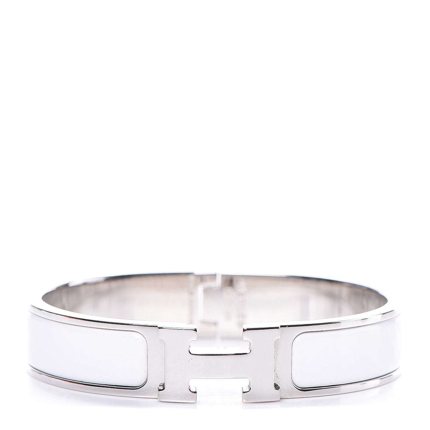 Enamel Narrow Clic Clac H Bracelet PM White