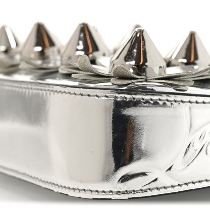 Christian Louboutin Metallic Patent Calfskin Flower Loubila Chain Clutch Silver 9 of 9
