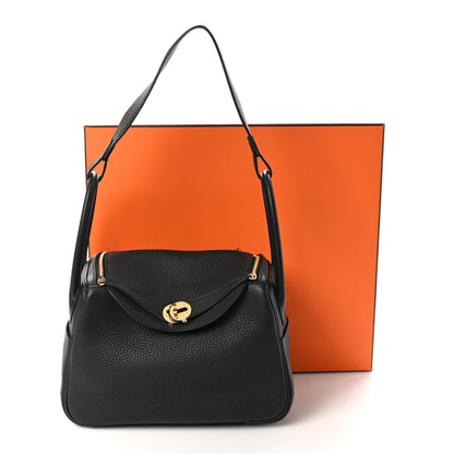 Hermes Taurillon Clemence Lindy 26 Black 11 of 11