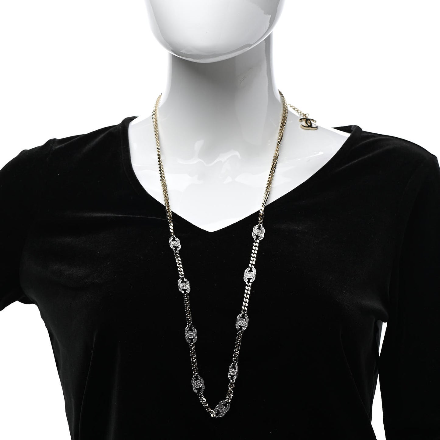 Crystal Chain CC Necklace Gold Silver