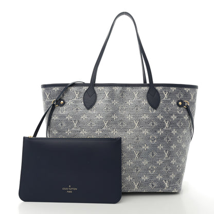 Louis Vuitton Monoglam Neverfull MM Blue 3 of 12