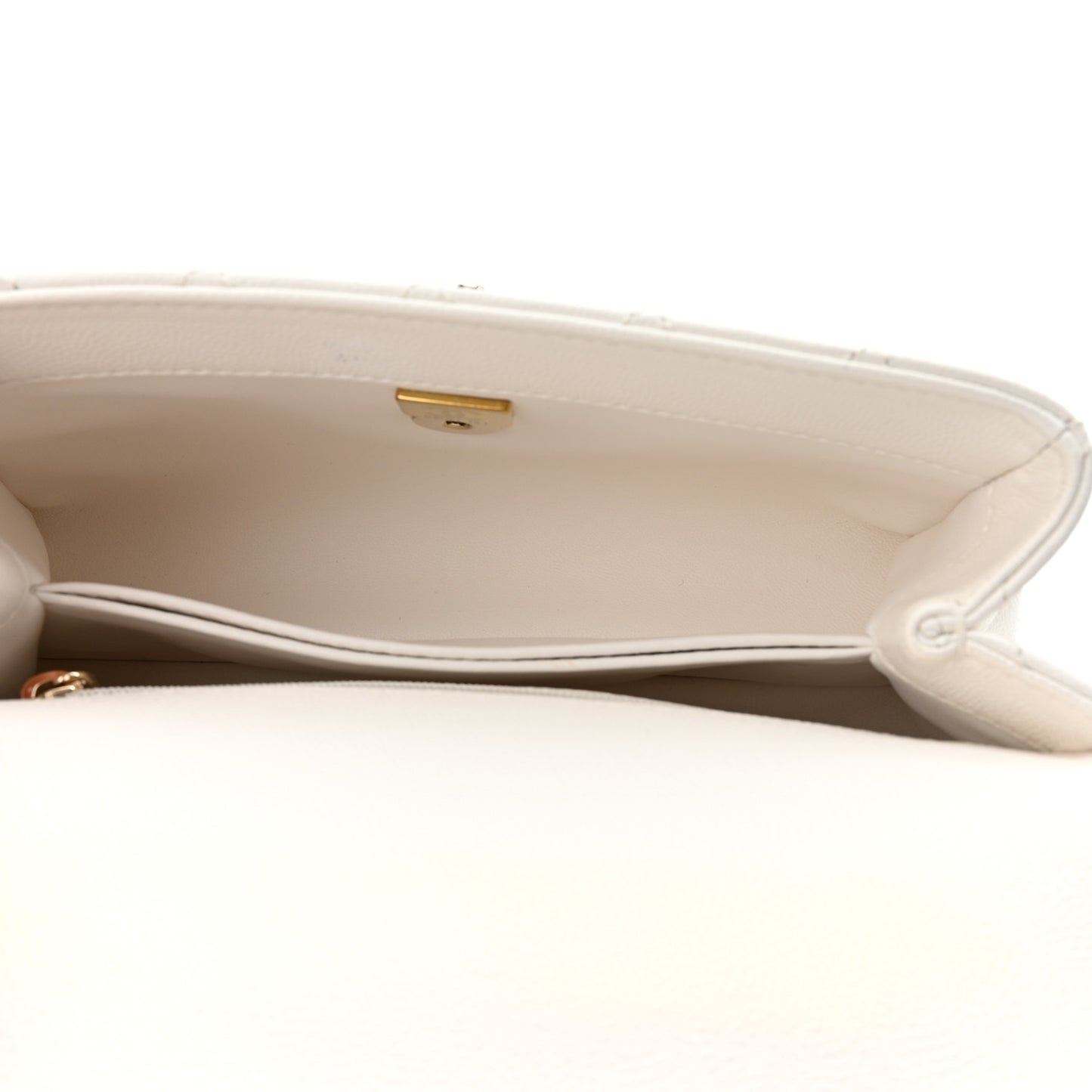 Caviar Quilted Mini Coco Handle Flap White