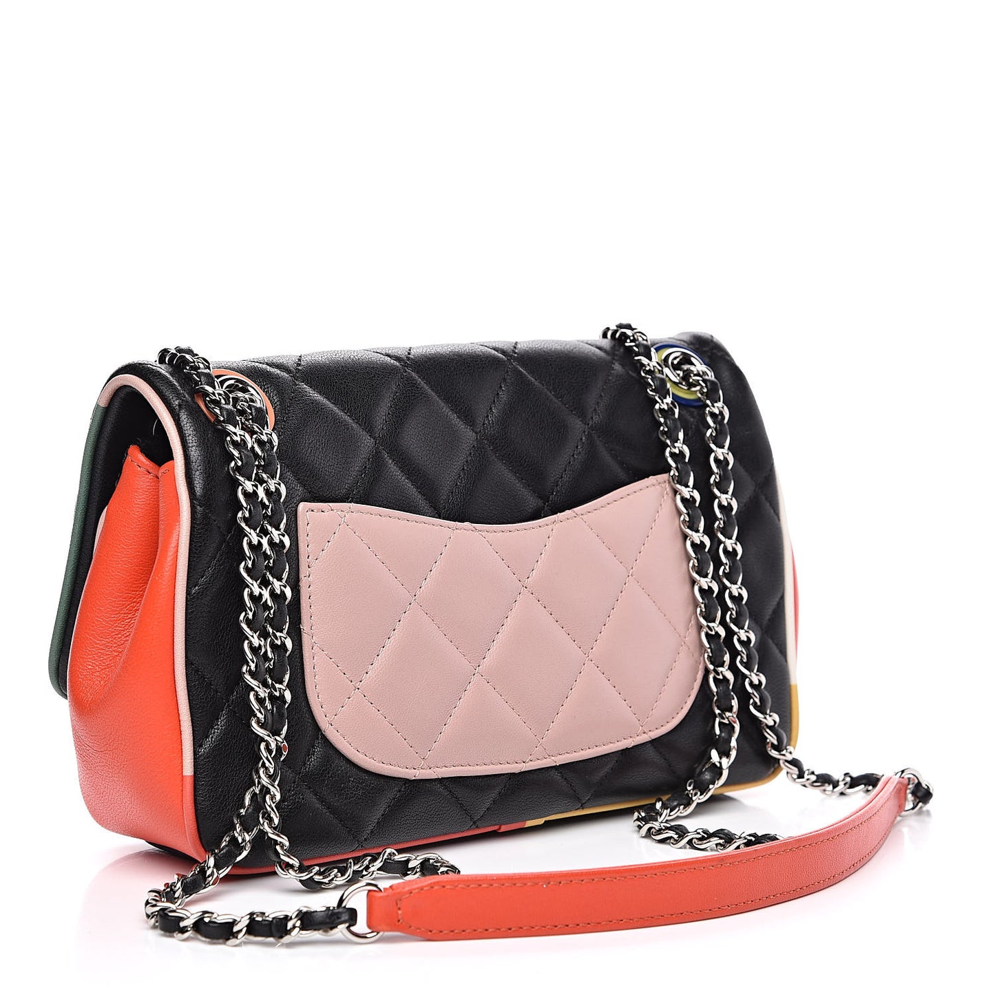 Lambskin Plexiglass Quilted Small Cuba Color Flap Black Multicolor