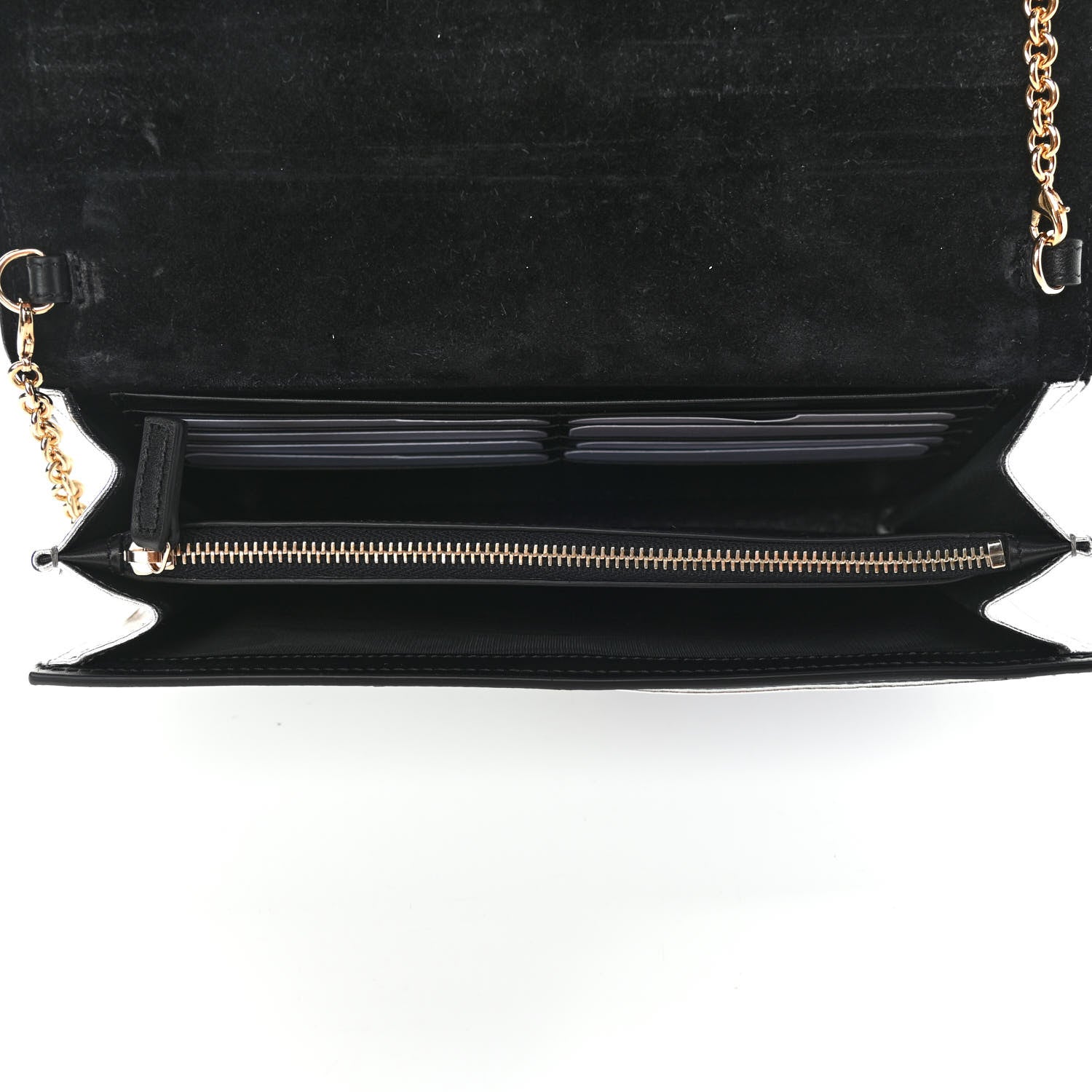 Saint Laurent Metallic Crinkled Calfskin Belle de Jour Chain Clutch Silver 4 of 4