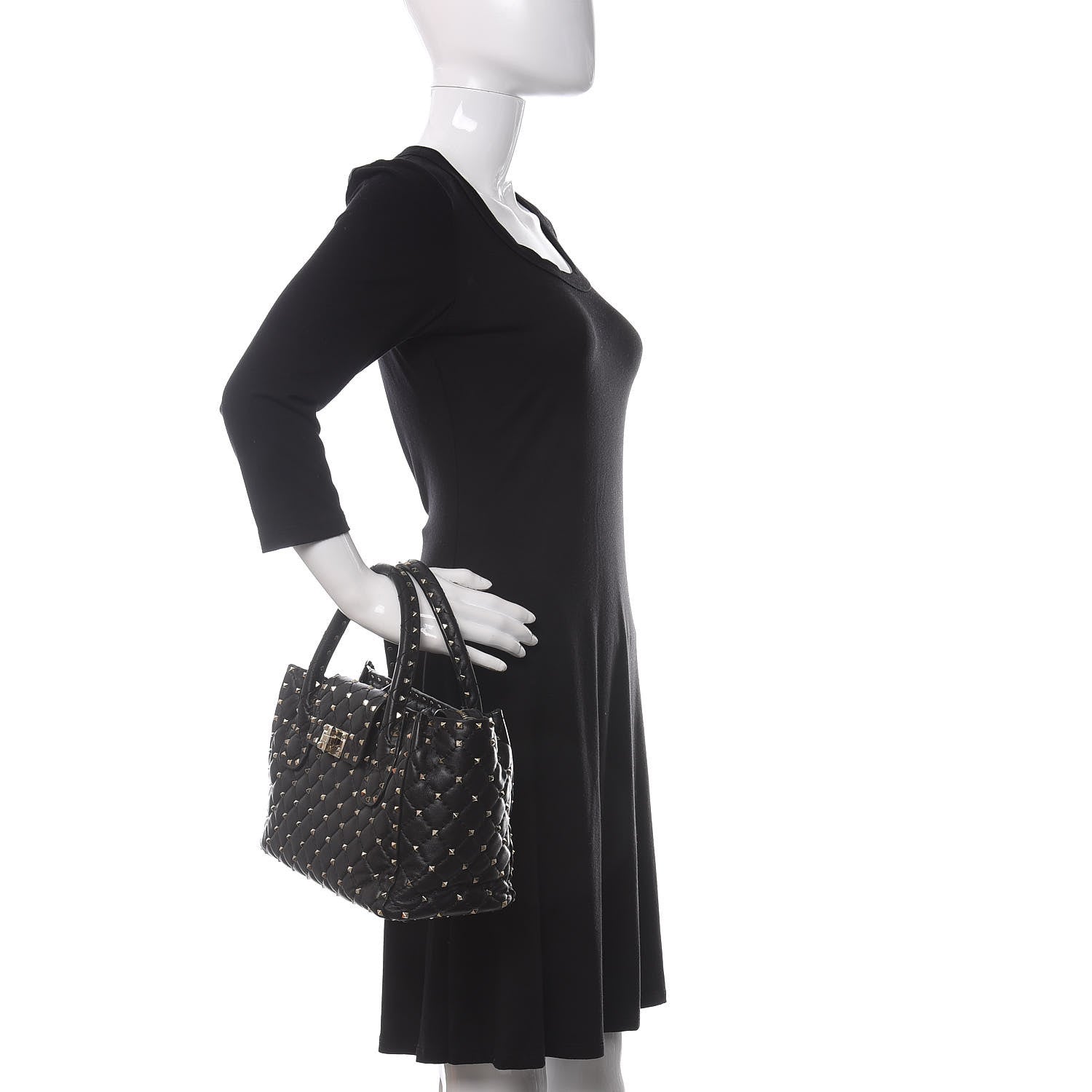 Valentino Garavani Nappa Rockstud Spike Double Handle Tote Black 2 of 15