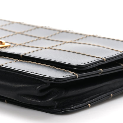 Chanel Calfskin Stitched Square Quilted Wallet On Chain WOC Black 9 of 9