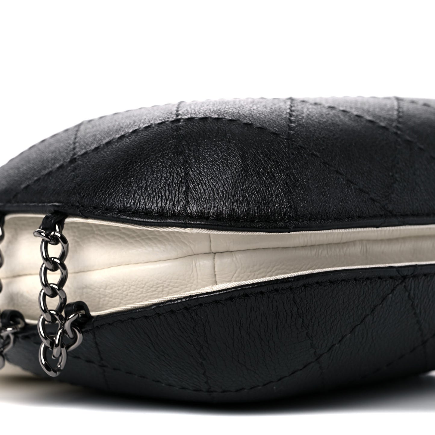 Aged Calfskin Quilted Small Gabrielle Bucket White Black