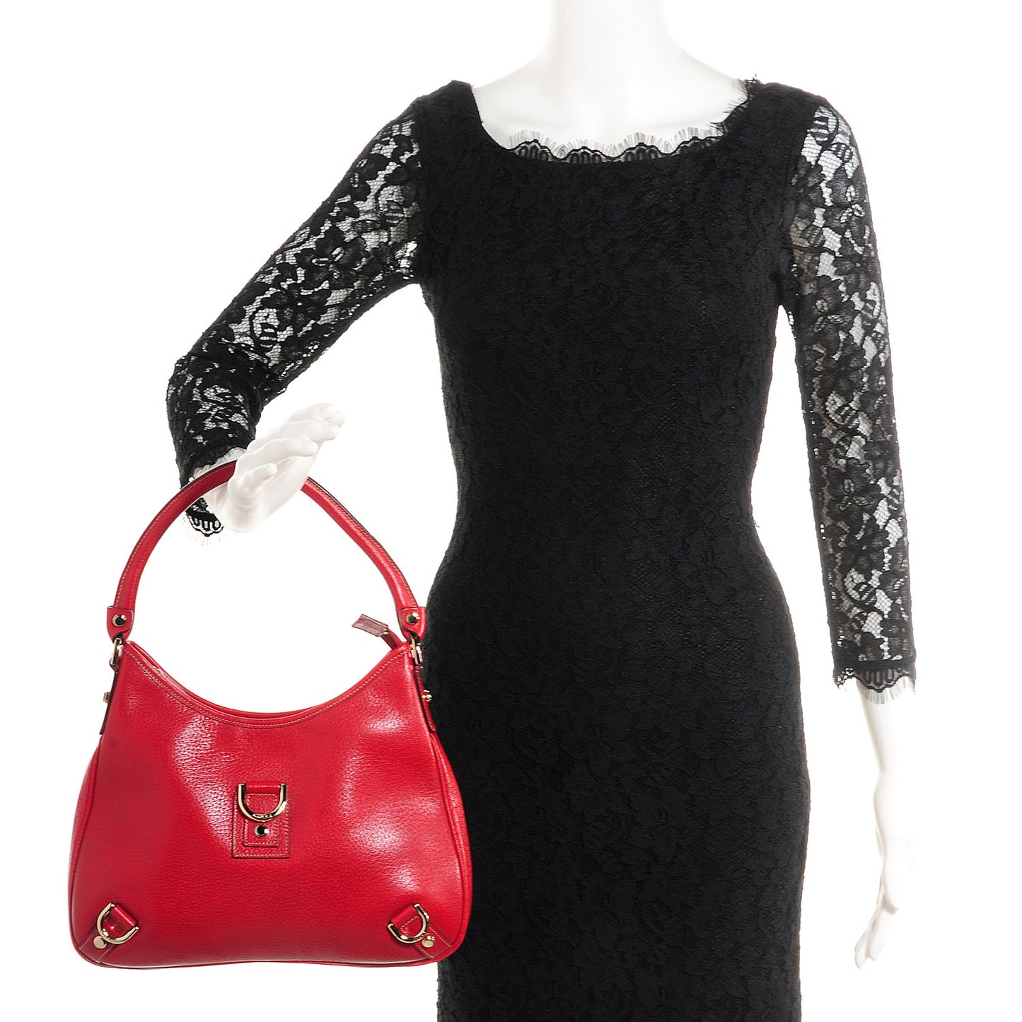 Leather Abbey D Ring Hobo Red