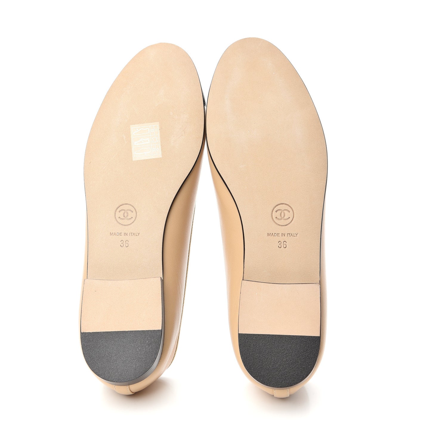 Lambskin CC Cap Toe Ballerina Flats 36 Beige Black