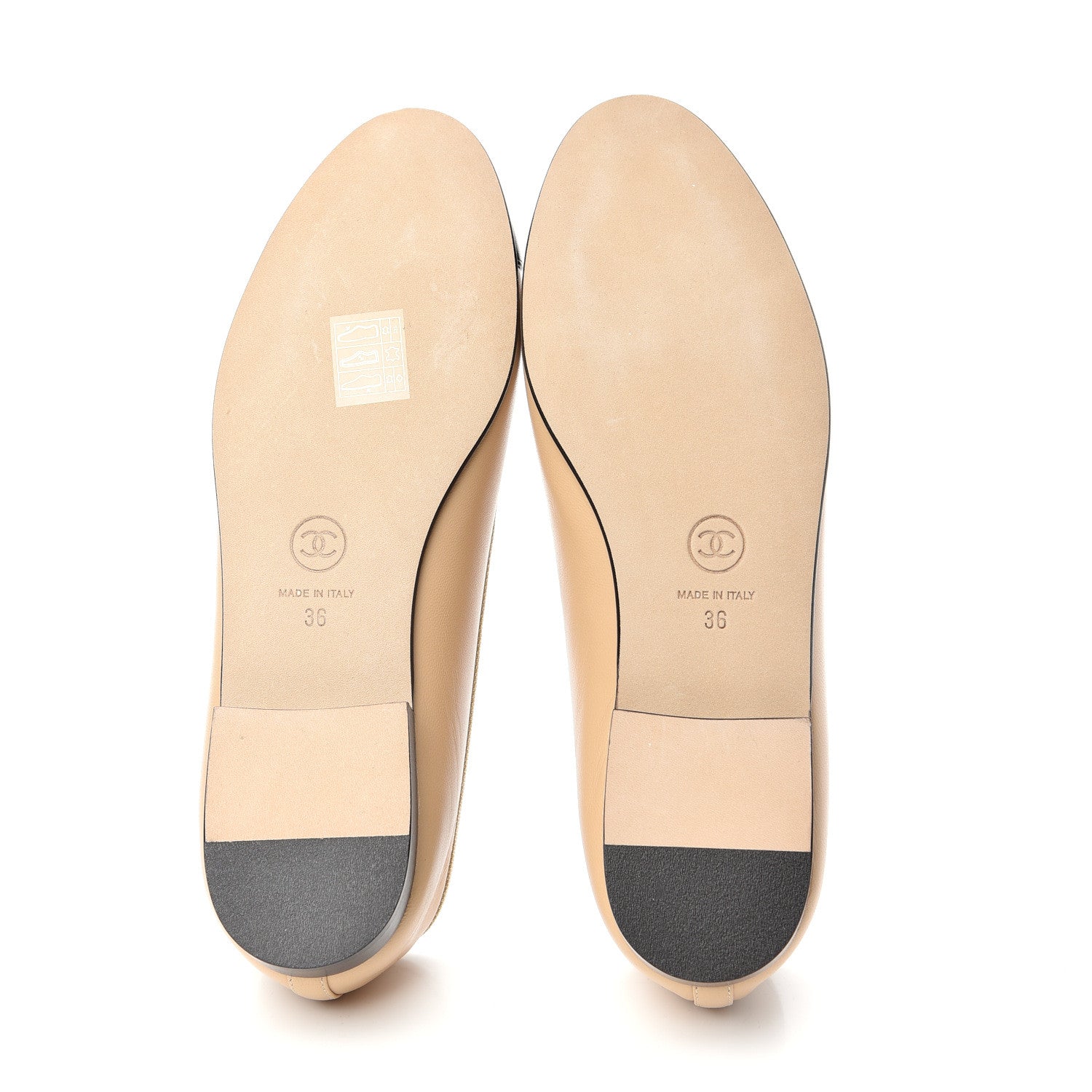 Chanel Lambskin CC Cap Toe Ballerina Flats 36 Beige Black 6 of 11