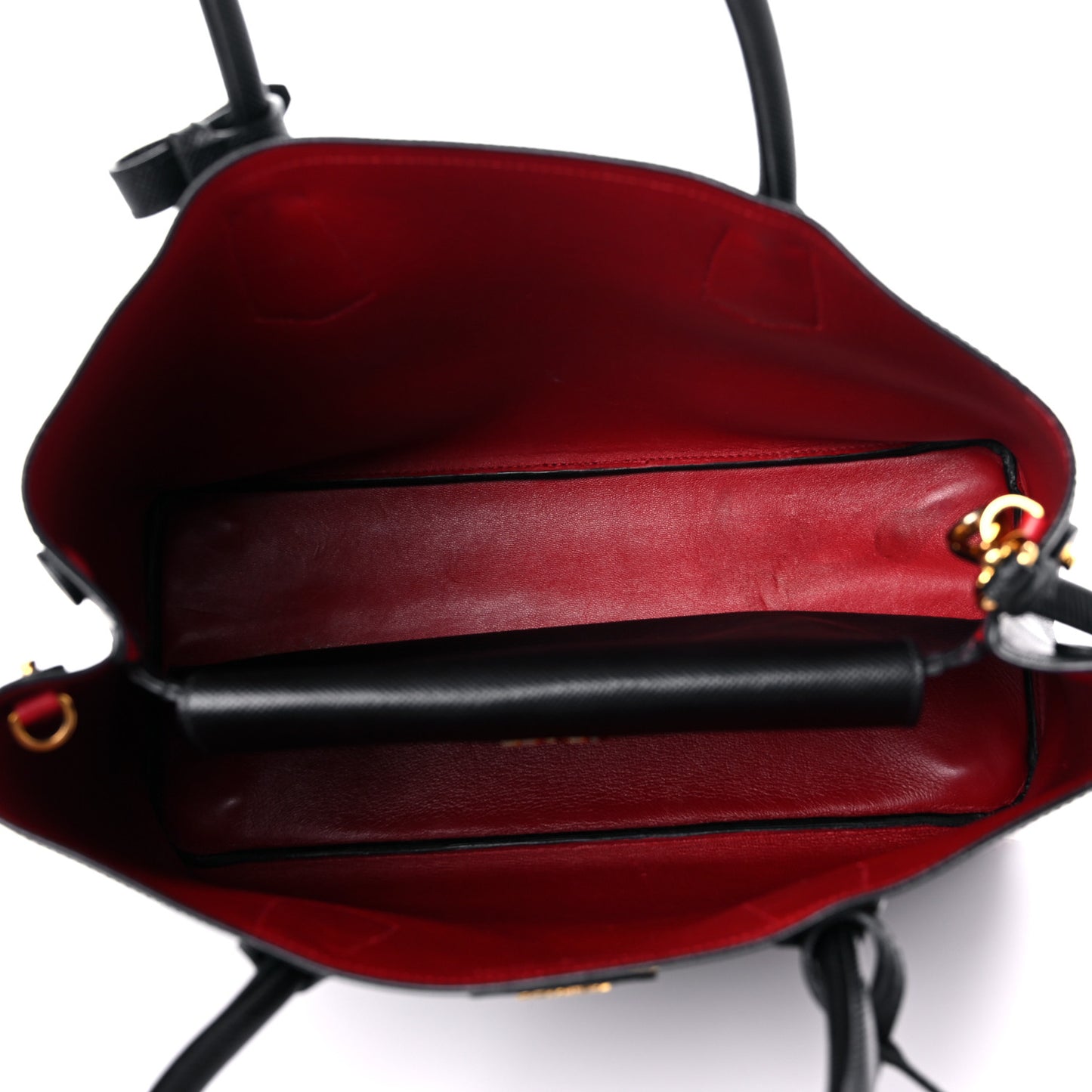 Saffiano Cuir Medium Double Bag Black Fuoco