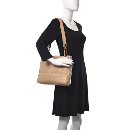 Chanel Lambskin Quilted Shopping Tote Beige 2 of 17