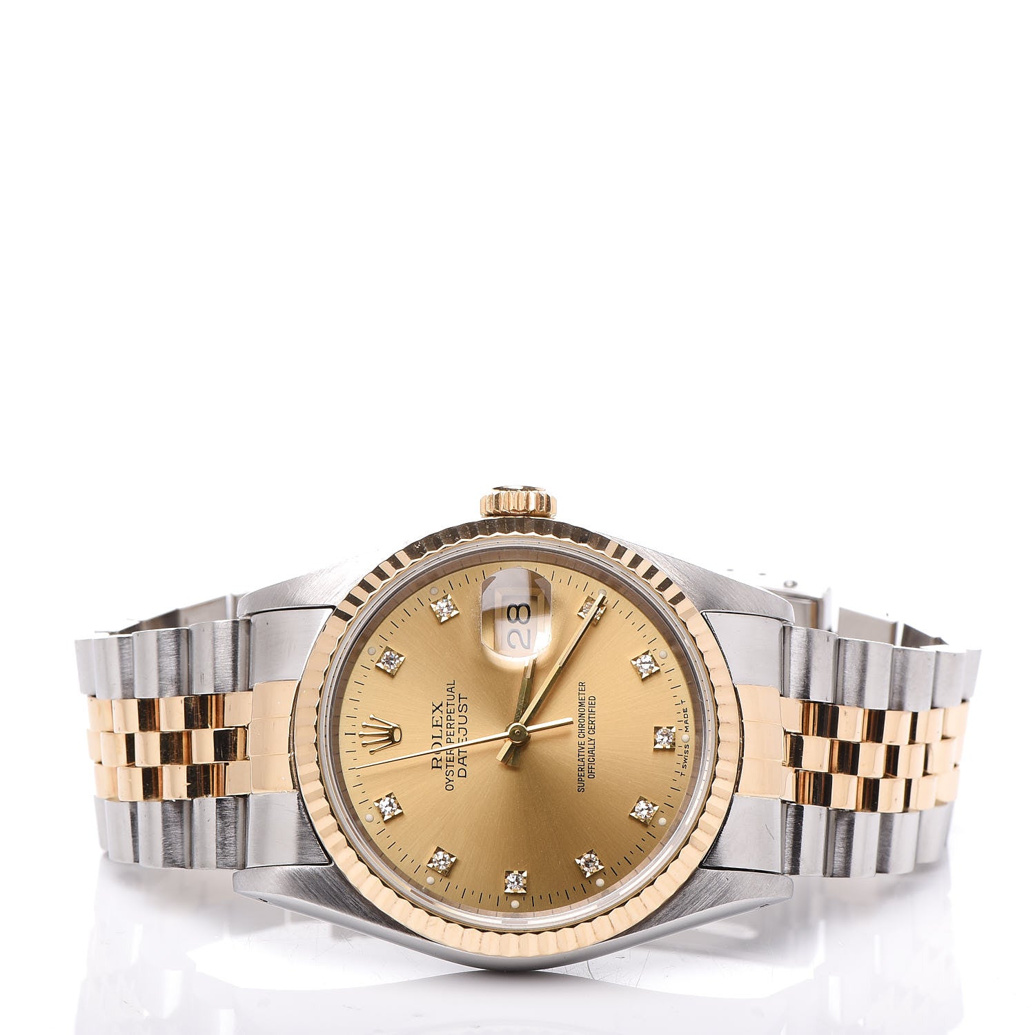Rolex Stainless Steel 18K Yellow Gold Diamond 36mm Oyster Perpetual Datejust Watch Champagne 116233 3 of 7