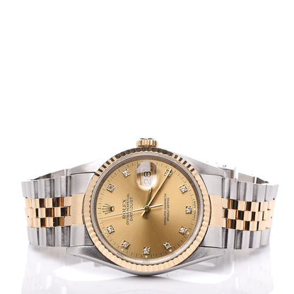 Rolex Stainless Steel 18K Yellow Gold Diamond 36mm Oyster Perpetual Datejust Watch Champagne 116233 3 of 7