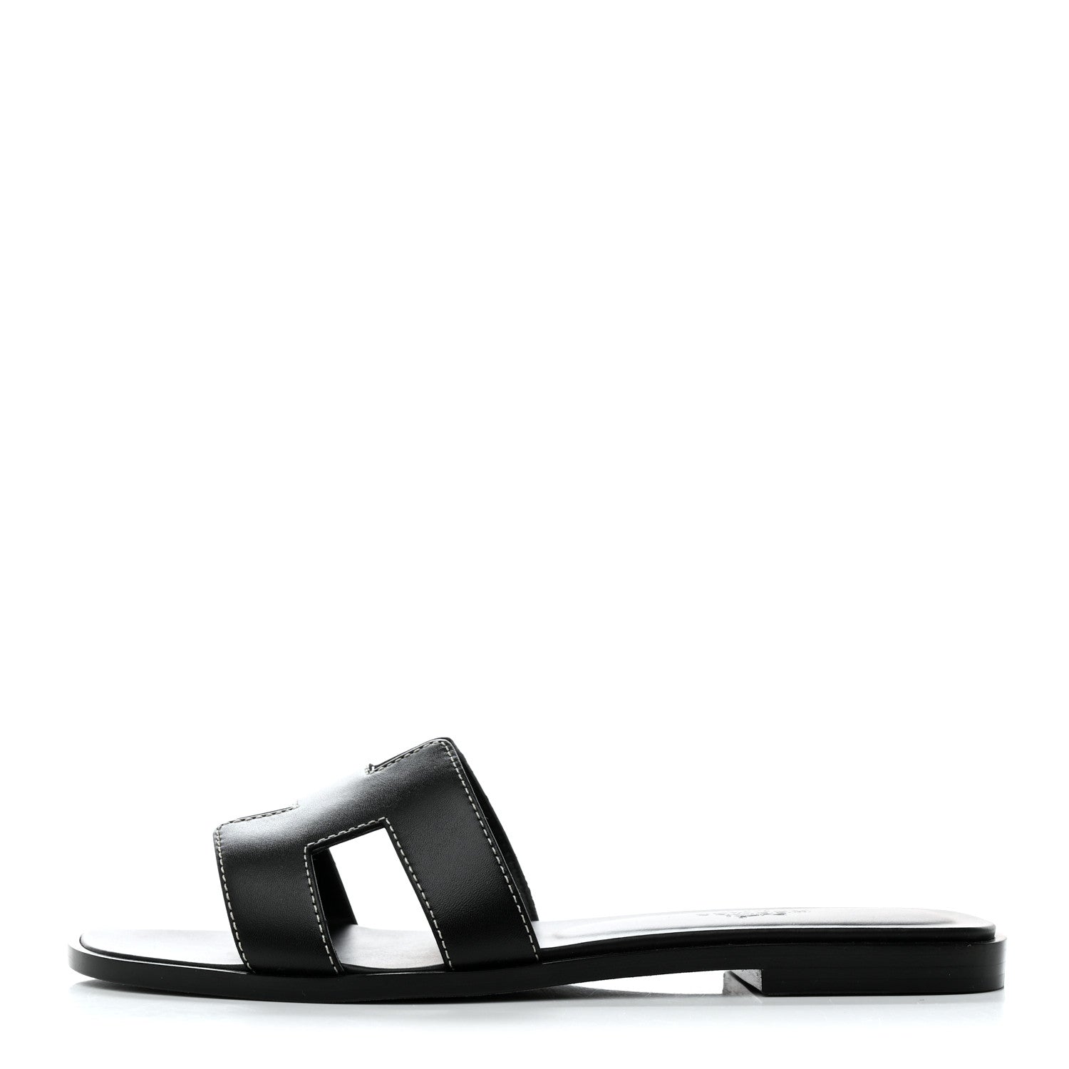 Hermes Box Calfskin Oran Sandals 37 Black 1 of 9