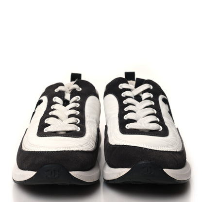 Chanel Nylon Suede Calfskin CC Sneakers 37 White Dark Grey 2 of 8