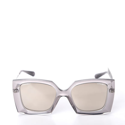 Chanel 18K White Gold Mirror Square Sunglasses 6051 Gray 3 of 6
