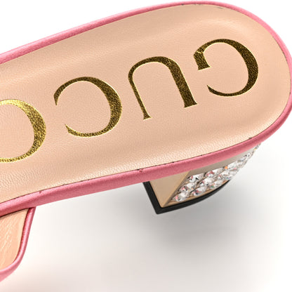 Gucci Silk Satin Crystal Embellished Bow Mules 40 Peonia 9 of 11