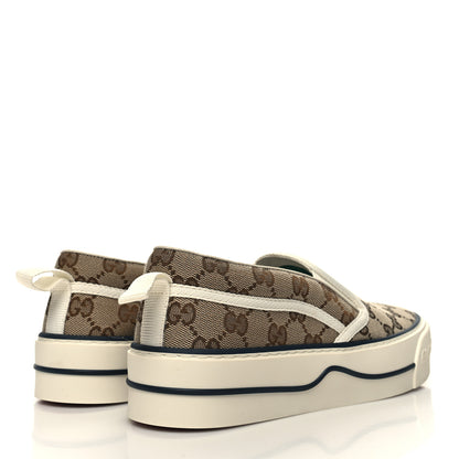 Gucci GG Monogram Womens 1977 Tennis Slip On 30mm Sneakers 39 Beige Ebony Mystic White 4 of 7