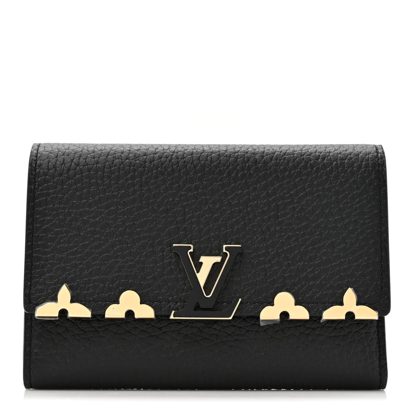 Taurillon Embellished Flower Crown Capucines Compact Wallet
