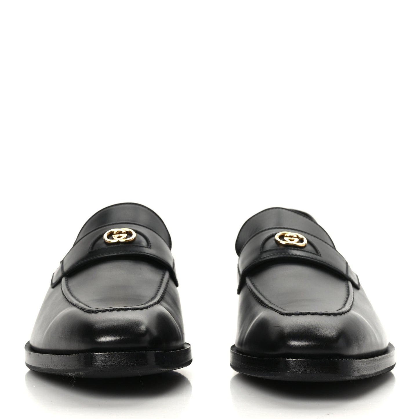 Calfskin Mens Interlocking Loafer 7.5 Black