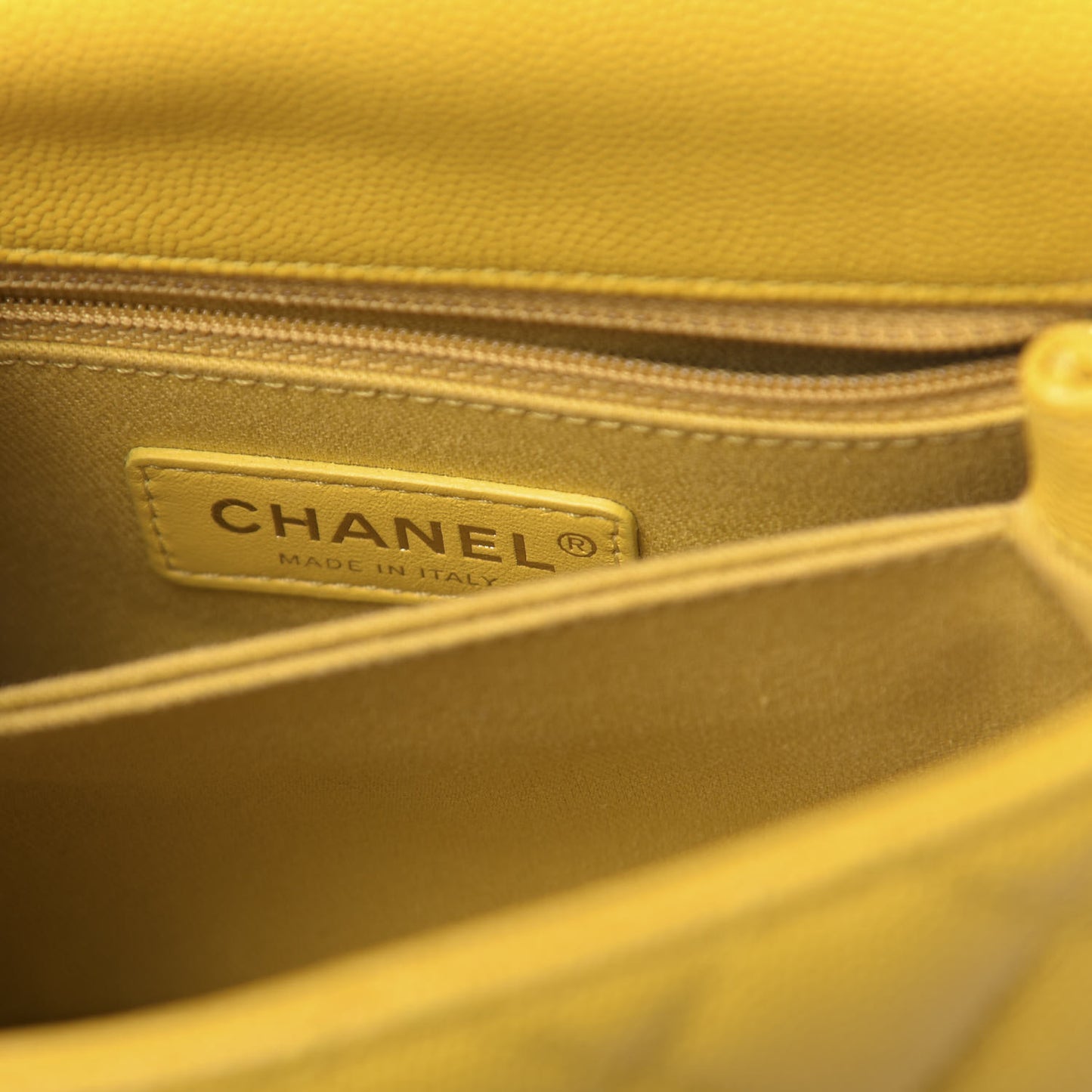 Caviar Quilted Mini Coco Handle Flap Yellow