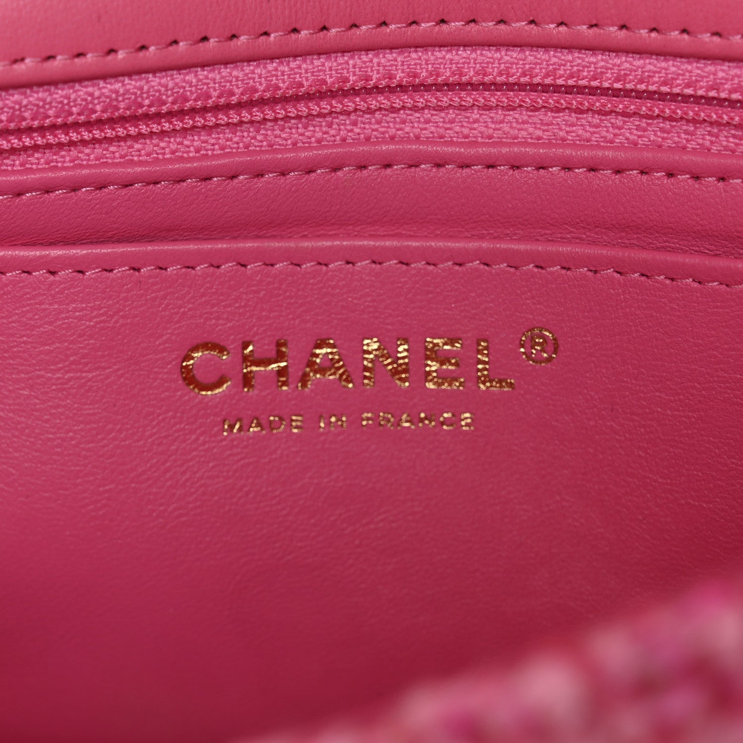 Chanel Wool Tweed Quilted Mini Rectangular Flap Dark Pink Fuchsia 6 of 10