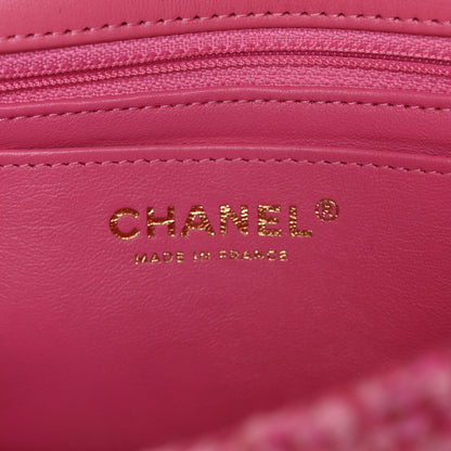 Chanel Wool Tweed Quilted Mini Rectangular Flap Dark Pink Fuchsia 6 of 10