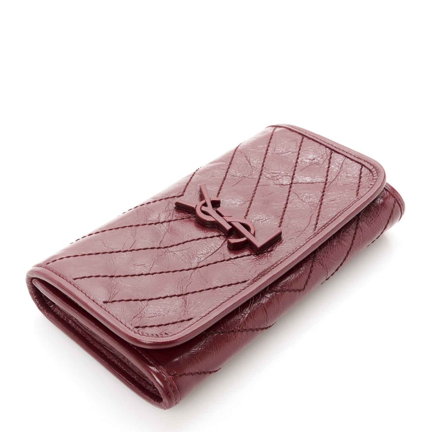 Crinkled Calfskin Matelasse Monogram Niki Wallet Rouge Legion