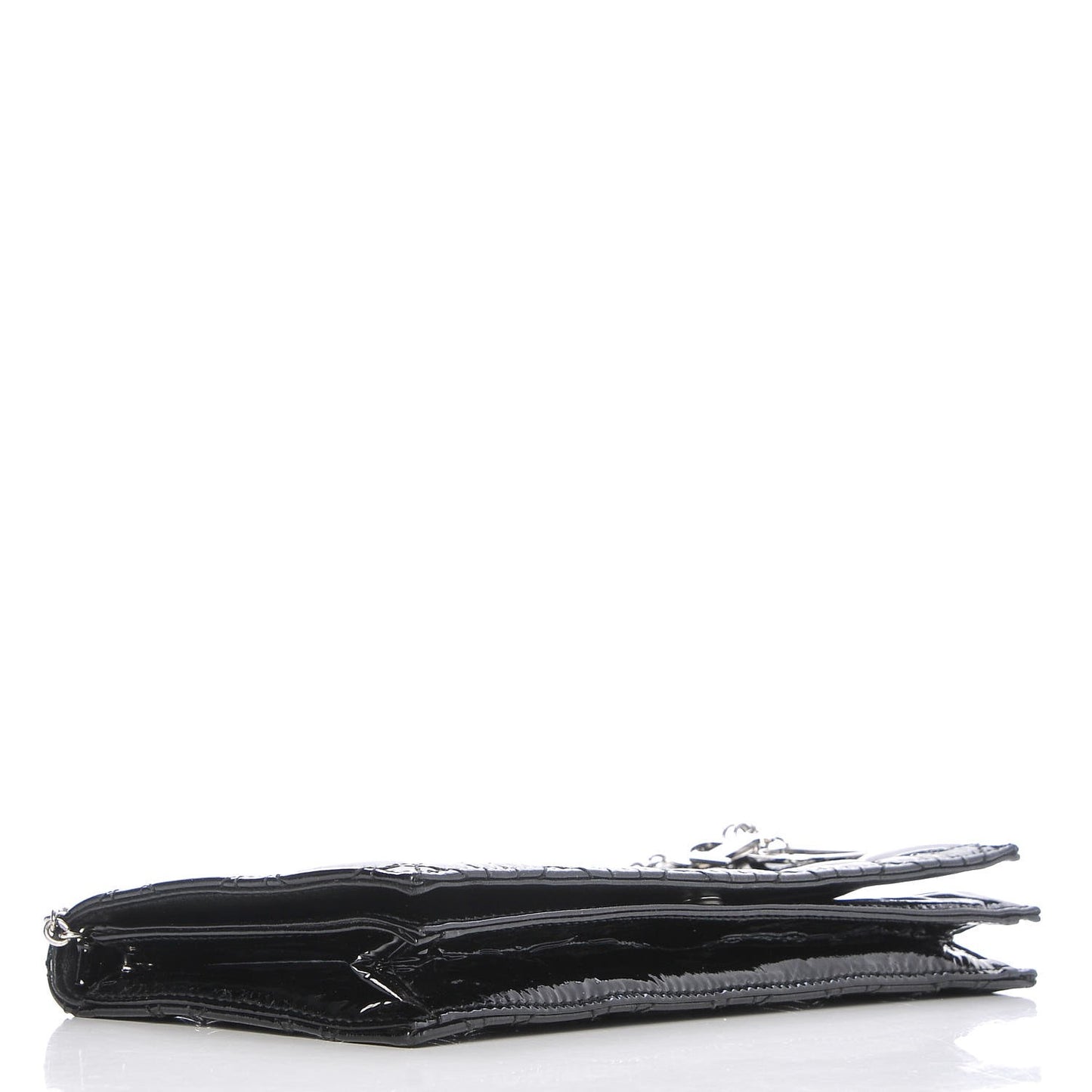 Patent Cannage Lady Dior Convertible Clutch Black
