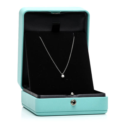 Tiffany Platinum Diamond .17ct Solitaire Pendant Necklace 5 of 5