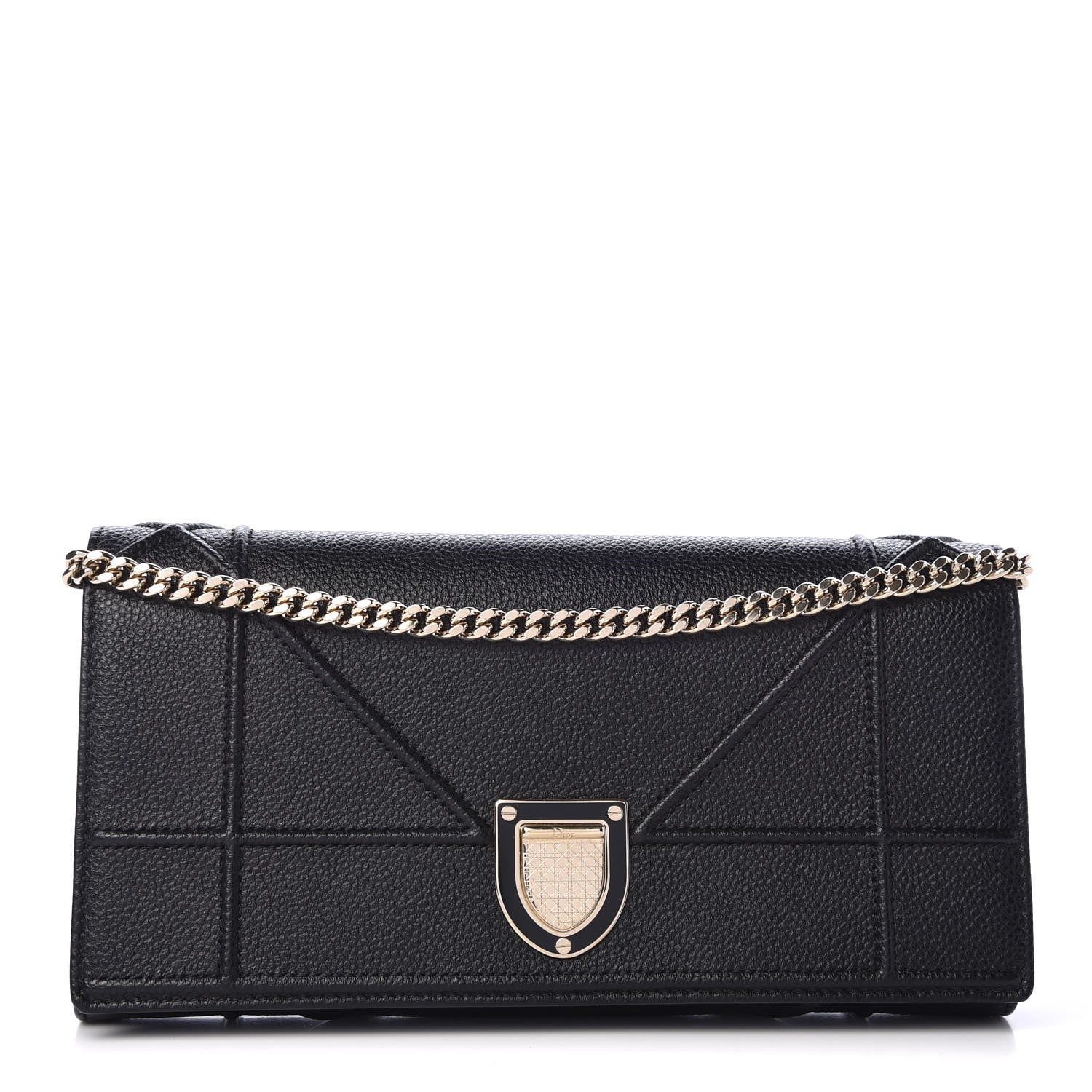 Christian Dior Grained Calfskin Diorama Croisiere Chain Wallet Black 1 of 7