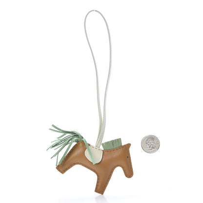 Hermes Milo Lambskin Grigri Rodeo Horse Bag Charm PM Sesame Vert Criquet Craie 2 of 6