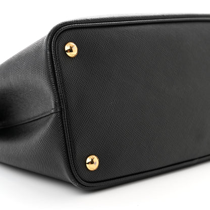 Prada Saffiano Cuir Small Double Bag Black Fuoco 6 of 9