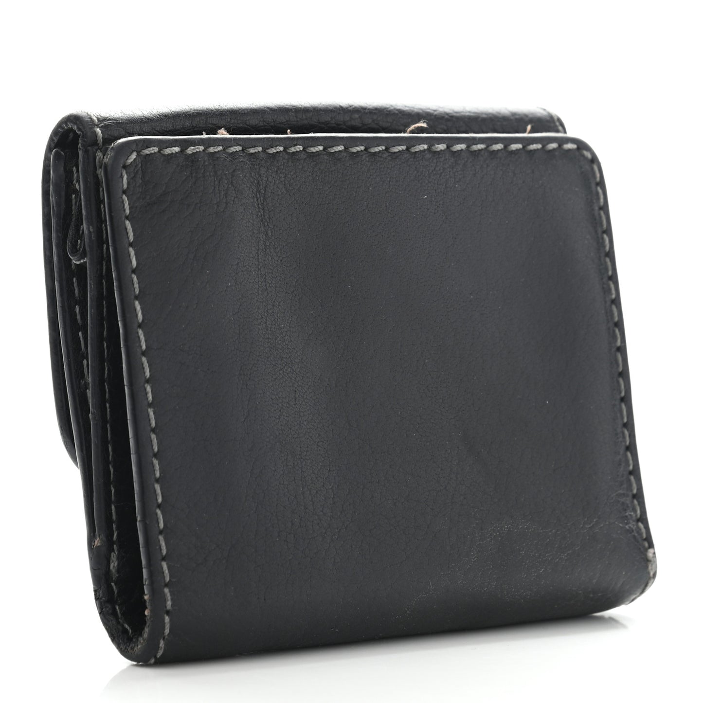 Grained Calfskin Marcie Square Wallet Black