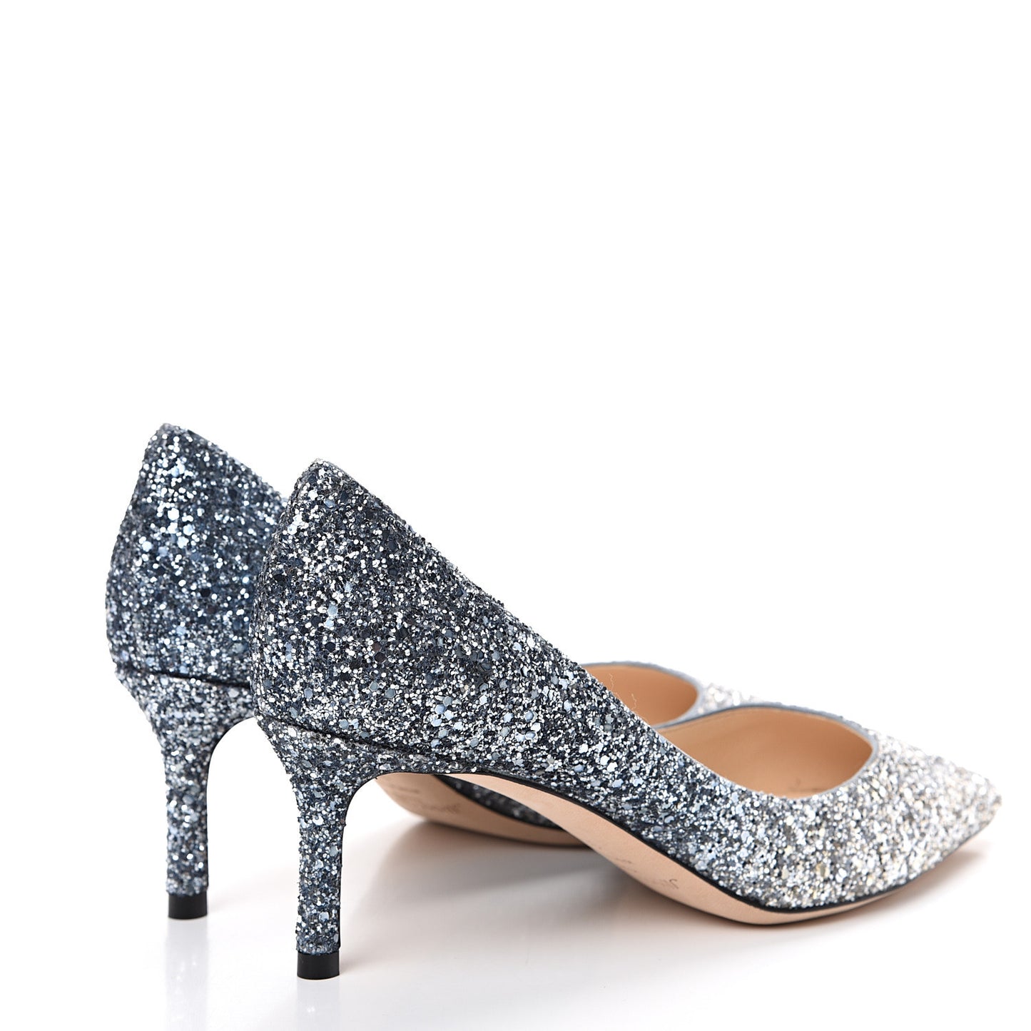 Glitter Pointy Toe Romy 60 Pumps 36 Silver Dusk Blue