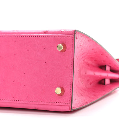 Hermes Ostrich Horseshoe Kelly Sellier 25 Rose Tyrien 10 of 11