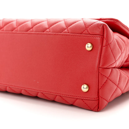 Chanel Caviar Quilted Small Coco Handle Flap Red 10 of 11