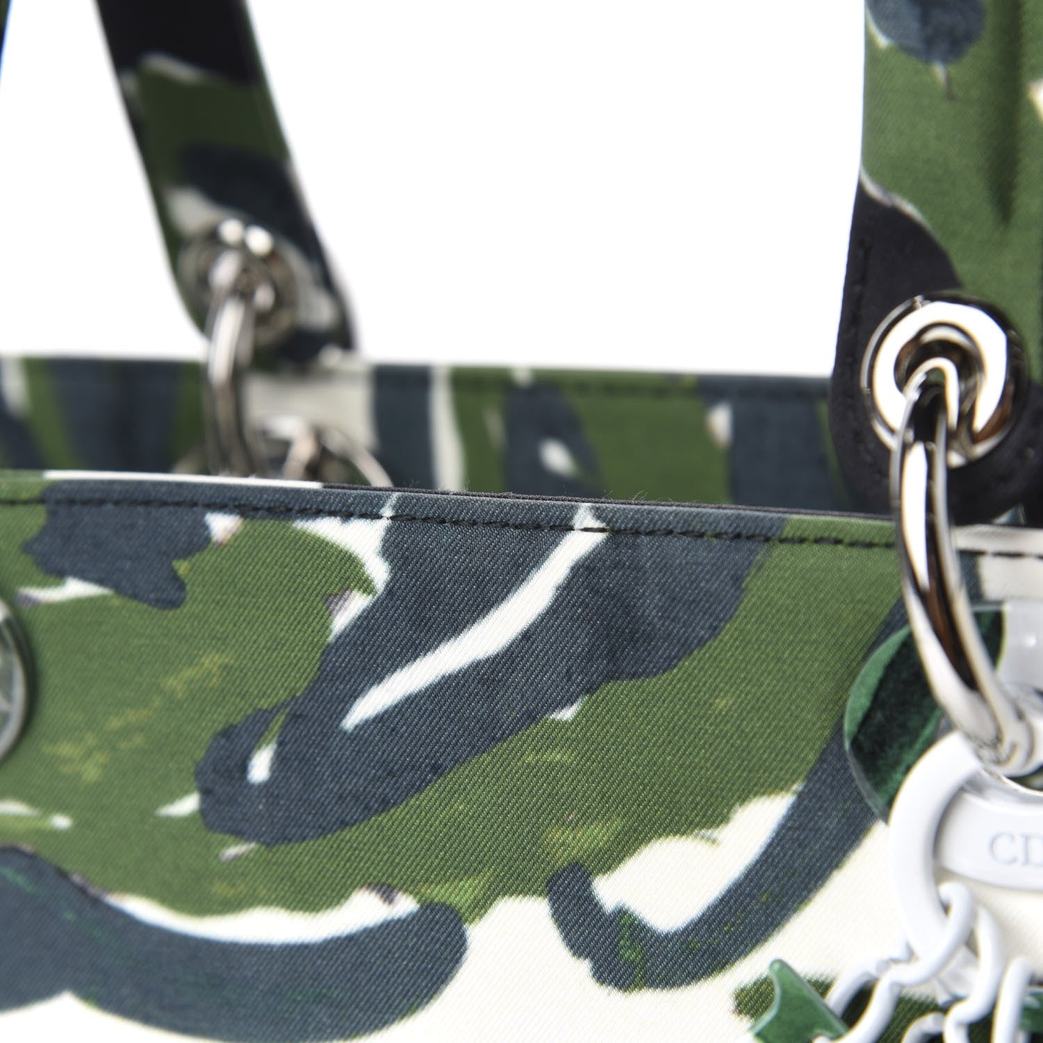 Christian Dior Canvas Graffiti Floral Printed Large Lady Dior Green White 7 of 11