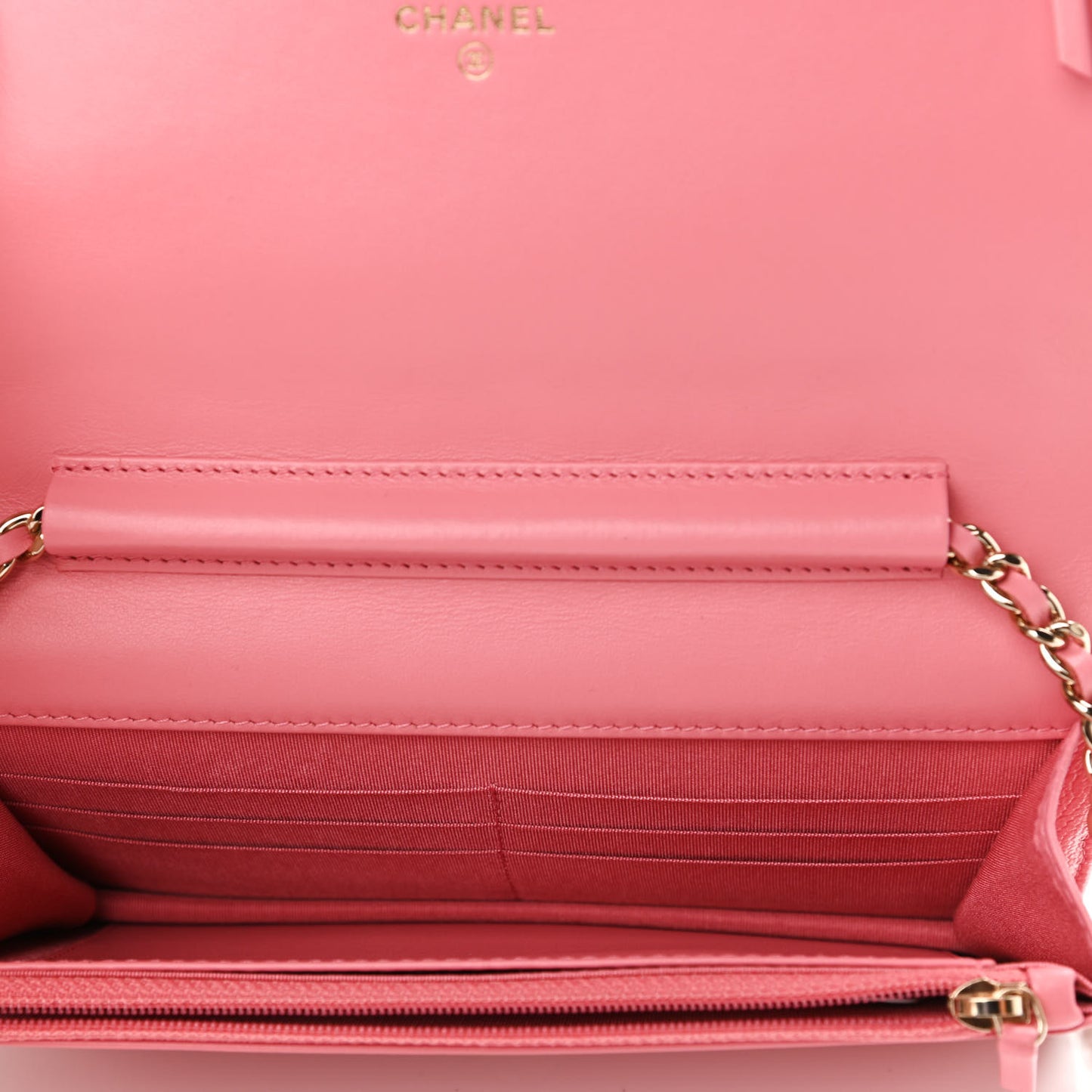 Caviar Camellia Embossed Wallet On Chain WOC Pink
