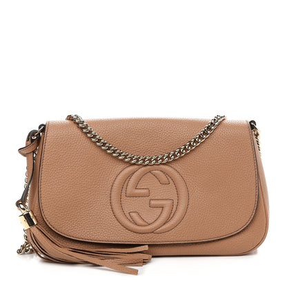 Gucci Pebbled Calfskin Medium Soho Flap Crossbody Camelia 1 of 12