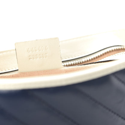 Gucci Vintage Effect Calfskin Matelasse Diagonal Medium Torchon GG Marmont Shoulder Bag Blue Agata Mystic White 9 of 10