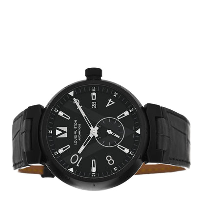 Louis Vuitton Stainless Steel Alligator 41mm Tambour Automatic Watch Black 2 of 5