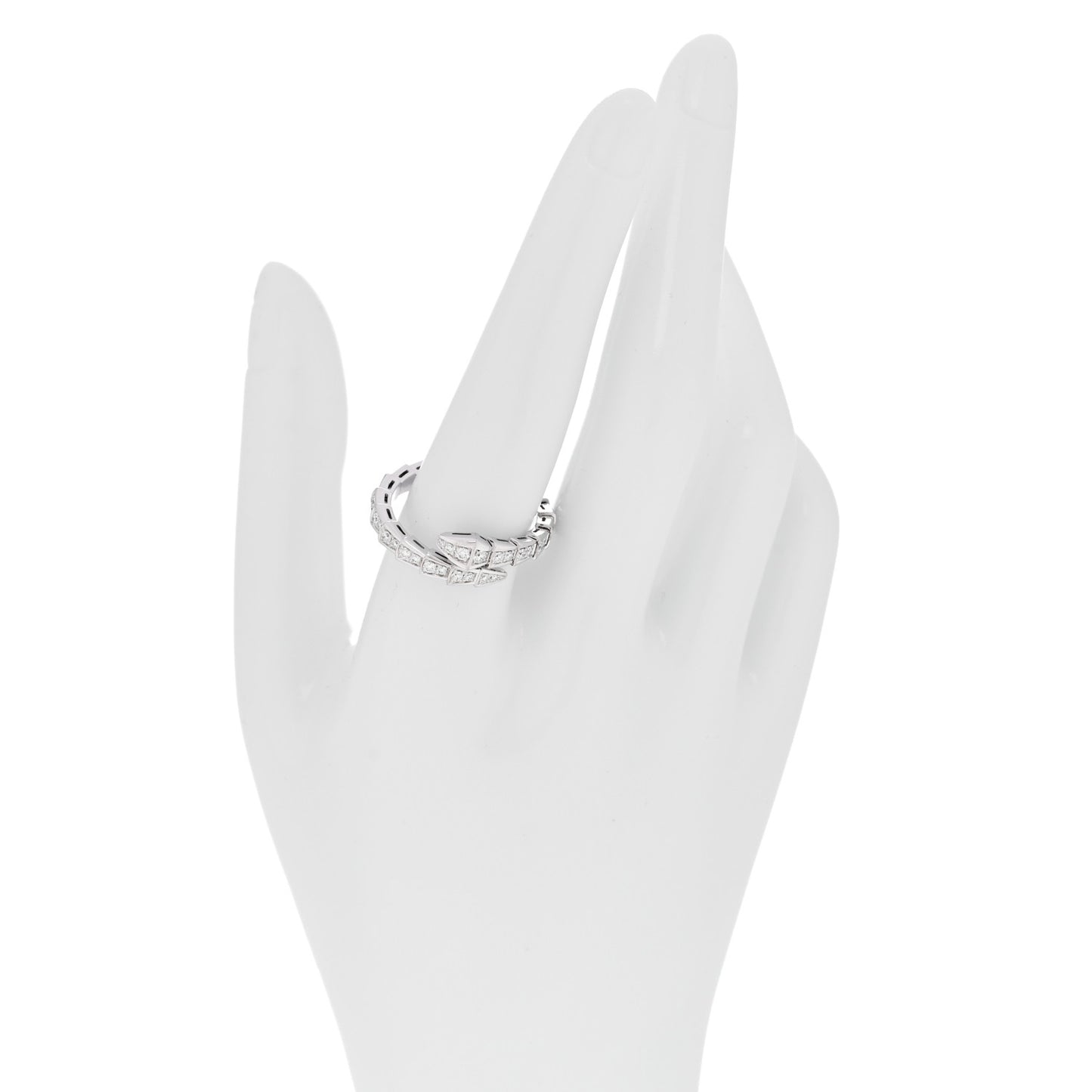 18K White Gold Diamond Serpenti Viper Pave Ring XXL